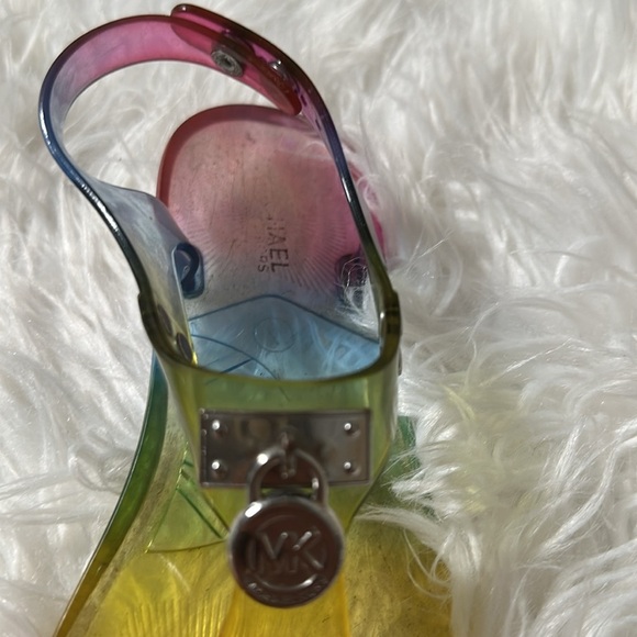 Michael Kors Thong Sandals Kids Harmony Locket Rainbow Size 4 - Picture 3 of 5
